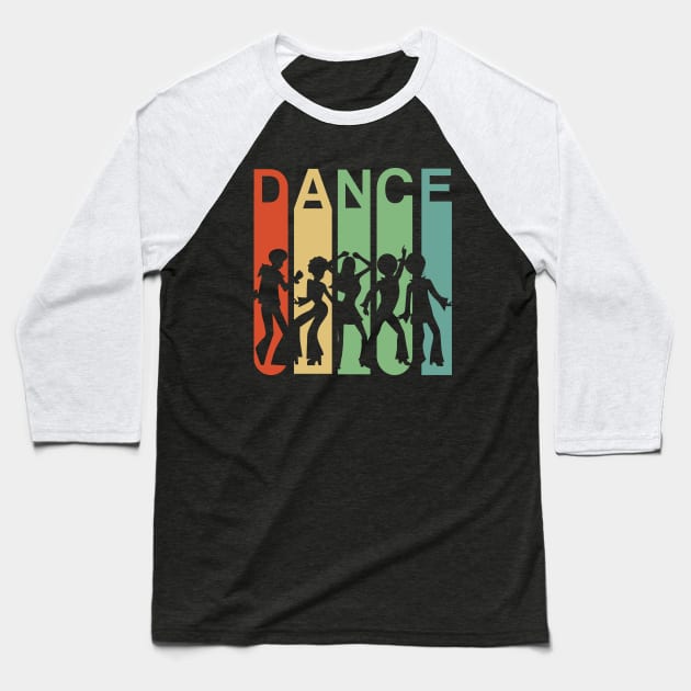 Retro Dance Gift Vintage Groovy Disco 70s Gift Silhouette Baseball T-Shirt by MintedFresh